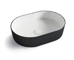 Load image into Gallery viewer, Quay Oval 500x340x120 Matte Black &amp; Gloss White Basin
