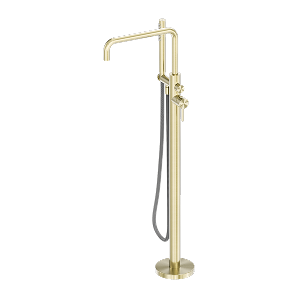 Zen SS316L Freestanding Bath Mixer With Outdoor Shower Hose Brushed Gold