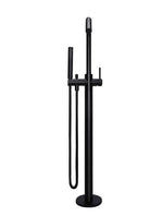 Load image into Gallery viewer, Round Freestanding Bath Spout and Hand Shower - Matte Black
