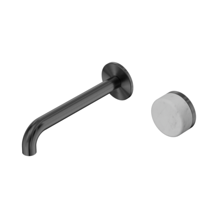 Serenity Progressive Wall Basin Mixer 185mm Spout With Carrara Handle Gun Metal