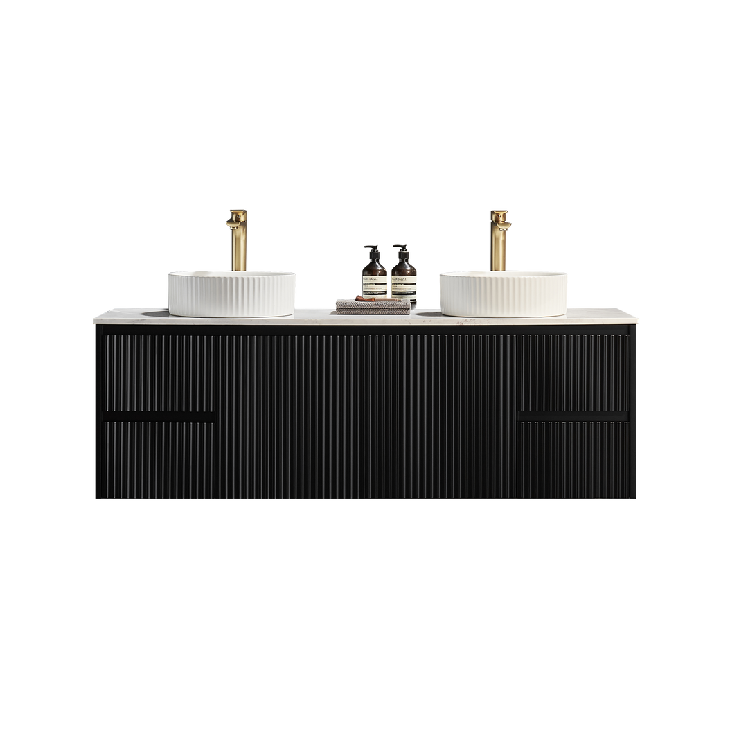 Crete Modern Wall Hung Vanity Matte Black