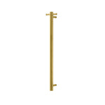 Load image into Gallery viewer, Round Vertical Brushed Brass Electric Heated Towel Rack Single Bar

