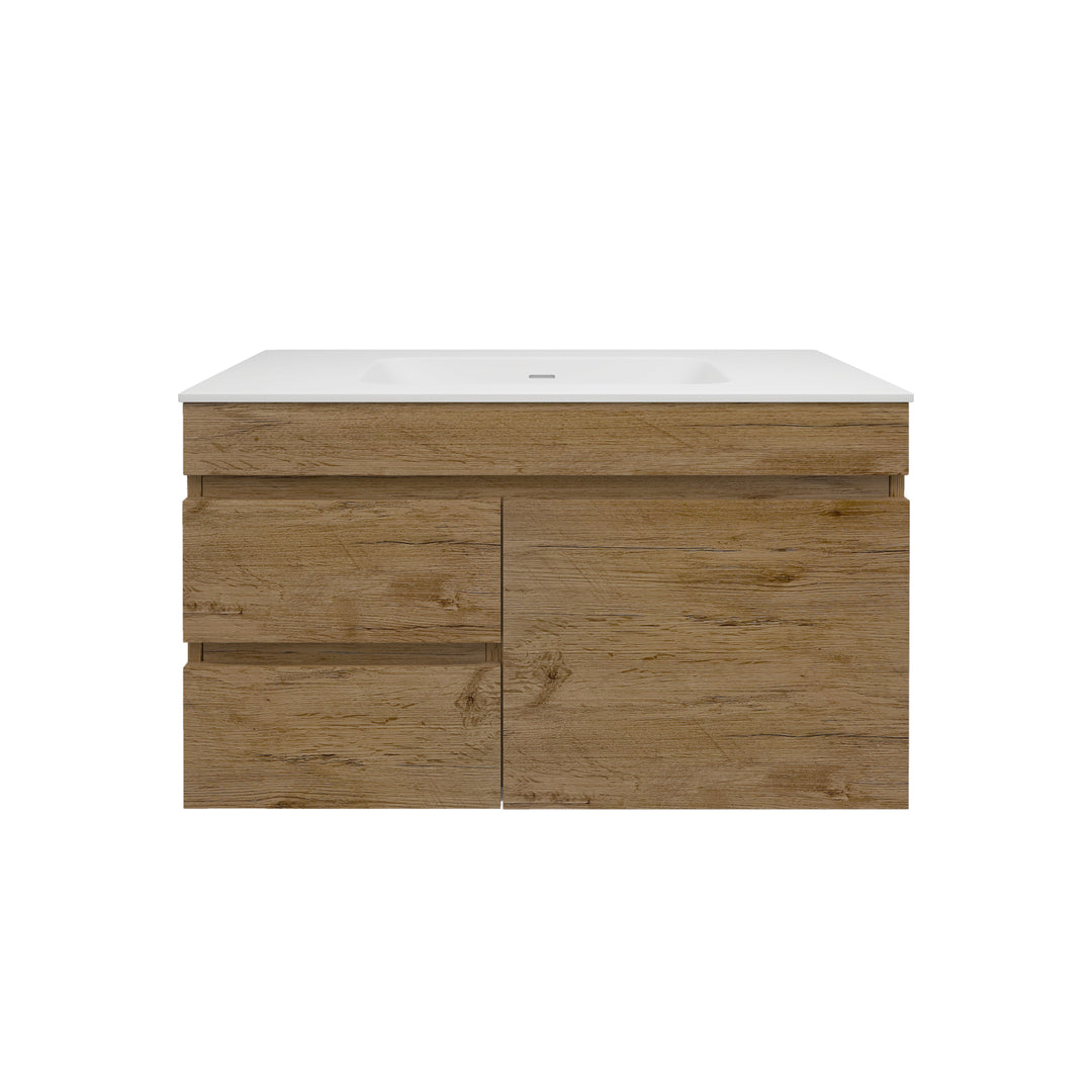 Camden Morden Wall Hung Vanity Prime Oak