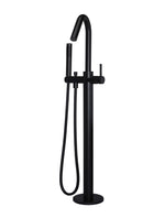 Load image into Gallery viewer, Round Freestanding Bath Spout and Hand Shower - Matte Black
