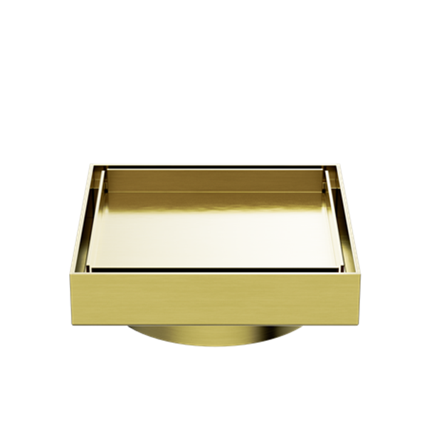 130MM SQUARE TILE INSERT FLOOR WASTE 100MM OUTLET BRUSHED GOLD