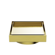 130MM SQUARE TILE INSERT FLOOR WASTE 100MM OUTLET BRUSHED GOLD
