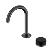 Serenity Progressive Basin Mixer Arc Spout With Marquina Black Handle Gun Metal
