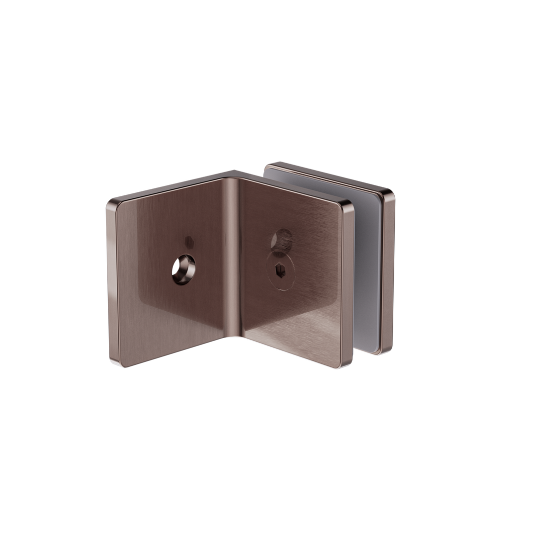 90 DEGREE GLASS TO WALL BRACKET10MM GLASS BRUSHED BRONZE