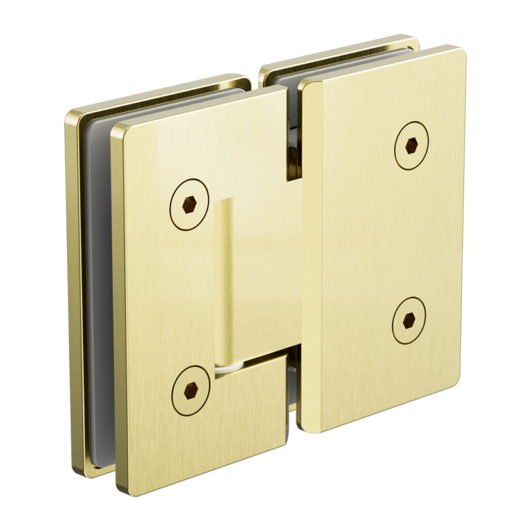 180 DEGREE GLASS TO GLASS SHOWER HINGE 10MM GLASS BRUSHED GOLD