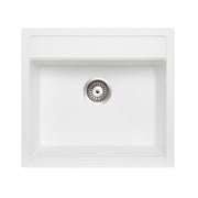 White Carysil Waltz 560FE Granite Single Bowl Stone Kitchen Sink 560*510mm