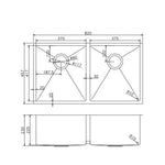 Load image into Gallery viewer, 820x457x230mm Copper Stainless Steel PVD Double Bowl Kitchen Sink
