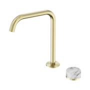 Serenity Progressive Bath/Kitchen Mixer Edge Spout With Arabescato Corchia Handle Brushed Gold