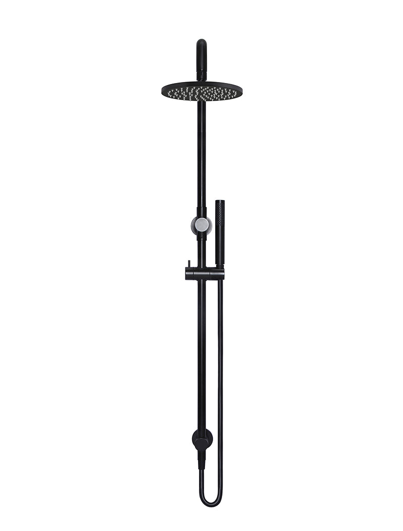 Round Combination Shower Rail 200mm Rose, Single Function Hand Shower - Matte Black