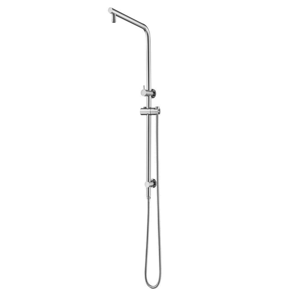 Round Chrome Shower Station(Right Angle) without Shower Head and Handheld Shower(Stainless Steel Hose)