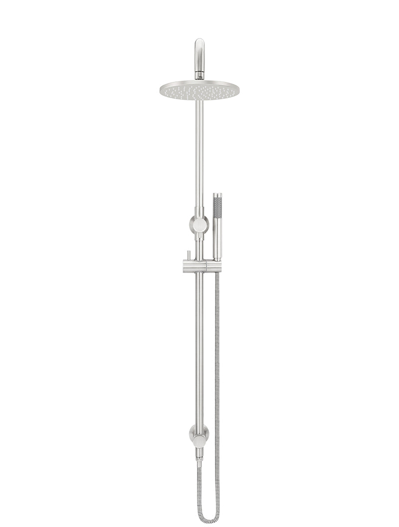 Round Combination Shower Rail, 200mm Rose, Single Function Hand Shower - PVD Brushed Nickel