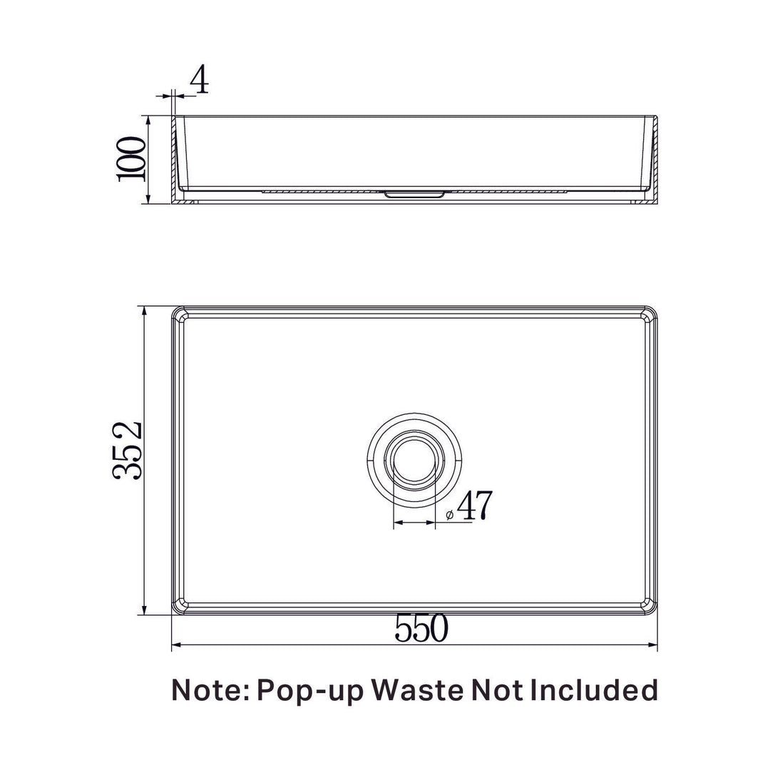 OPAL RECTANGLE STAINLESS STEEL BASIN BRUSHED NICKEL