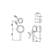 DOLCE SHOWER MIXER WITH DIVERTOR SEPARATE BACK PLATE TRIM KITS ONLY BRUSHED GOLD