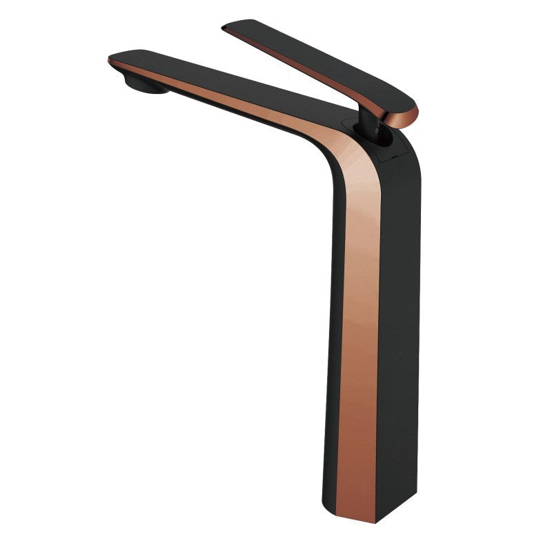 Matt Black & Rose Gold Solid Brass Tall Basin Mixer