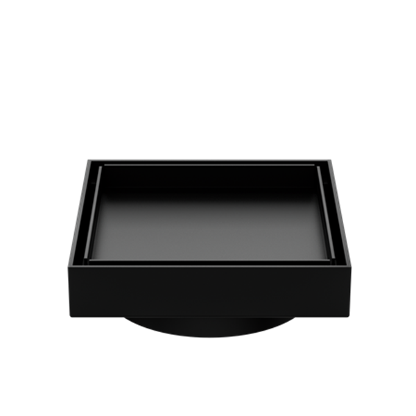 130MM SQUARE TILE INSERT FLOOR WASTE 100MM OUTLET MATTE BLACK