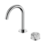 Load image into Gallery viewer, Serenity Progressive Basin Mixer Arc Spout With Arabescato Corchia Handle Chrome
