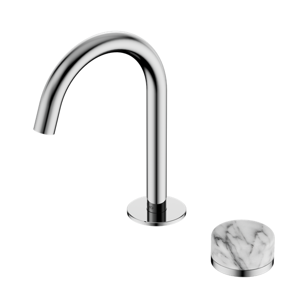 Serenity Progressive Basin Mixer Arc Spout With Arabescato Corchia Handle Chrome
