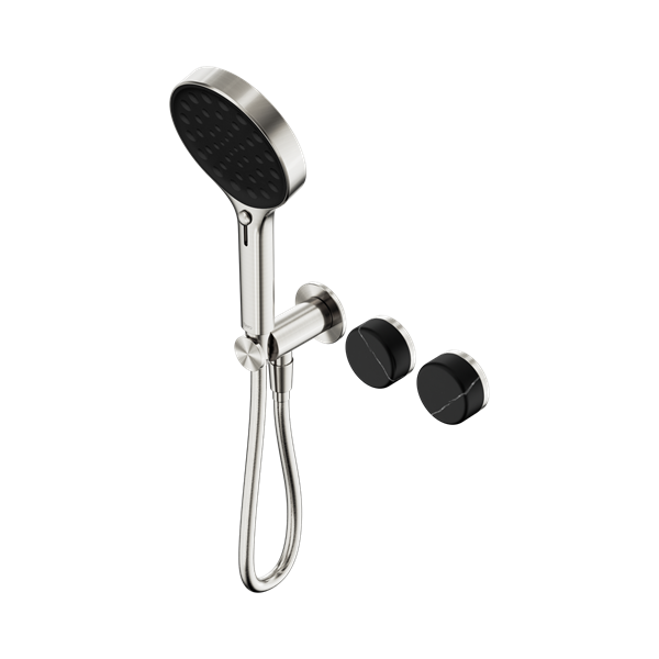 Serenity Progressive Shower System With Marquina Black Handle And Serenity Hand Shower Brushed Nickel
