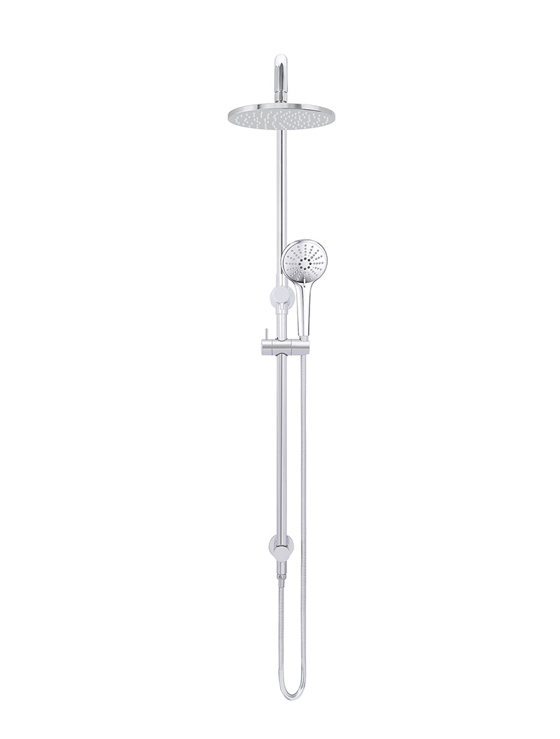 Round Combination Shower Rail 200mm Rose, Three Function Hand Shower - Chrome