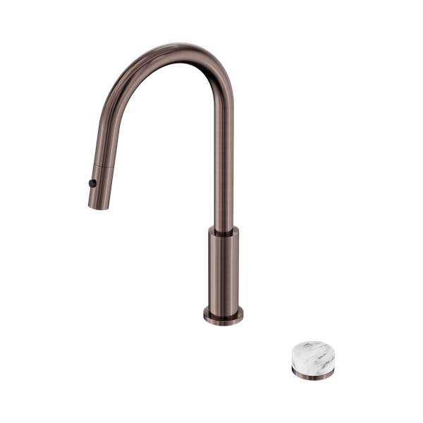 Serenity Progressive Pull Out kitchen Set With Arabescato Corchia Handle Brushed Bronze