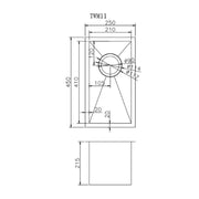 250x450x215mm Gunmetal Stainless Steel PVD Single Bowl Kitchen Sink