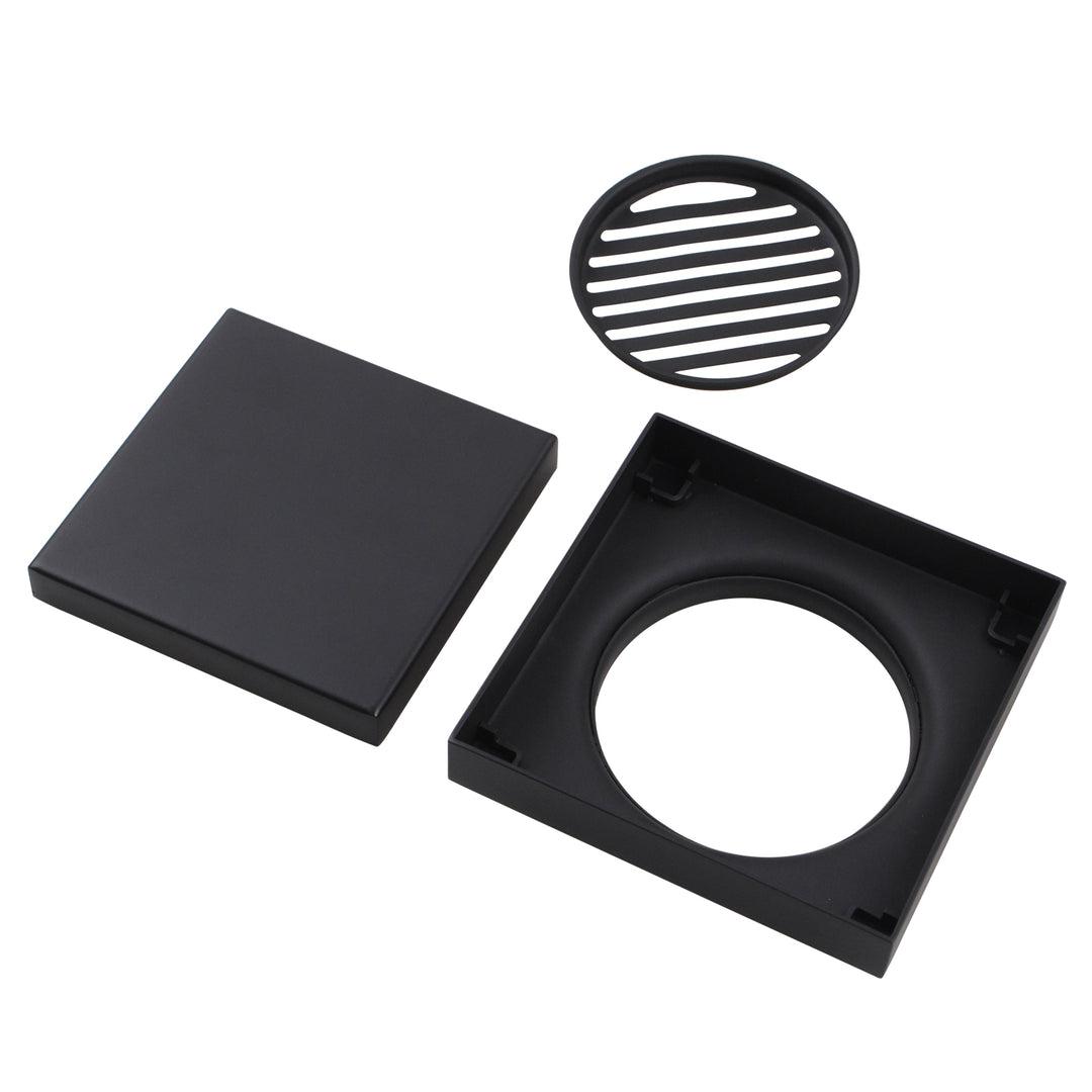 120*120mm Black Stainless Steel Tile Insert Floor Drain(80mm Outlet)