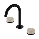 Load image into Gallery viewer, Serenity Basin Set Arc Spout With Rome Travertine Handle Matte Black
