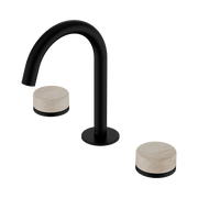 Serenity Basin Set Arc Spout With Rome Travertine Handle Matte Black