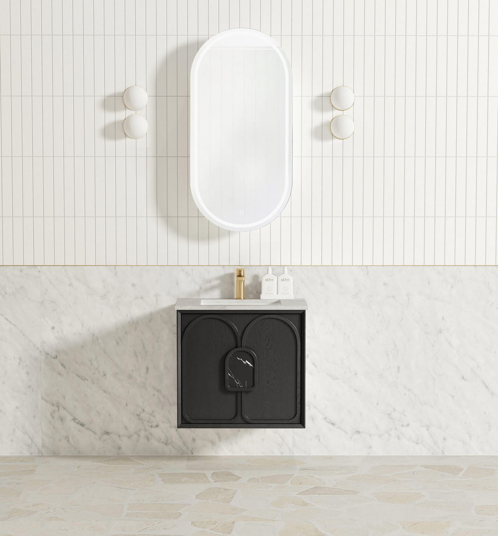 Laguna Black American Oak Wall Hung Vanity