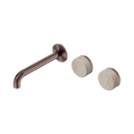 Load image into Gallery viewer, Serenity Wall Basin Set 160mm Offset Spout With Rome Travertine Handle Brushed Bronze
