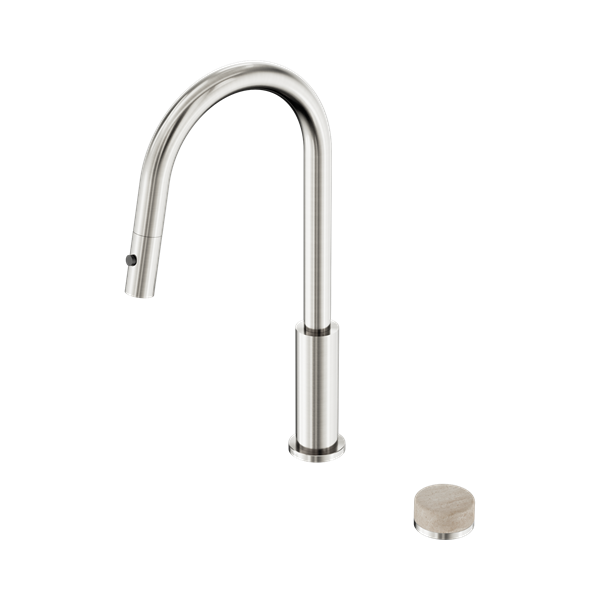 Serenity Progressive Pull Out kitchen Set With Rome Travertine Handle Brushed Nickel