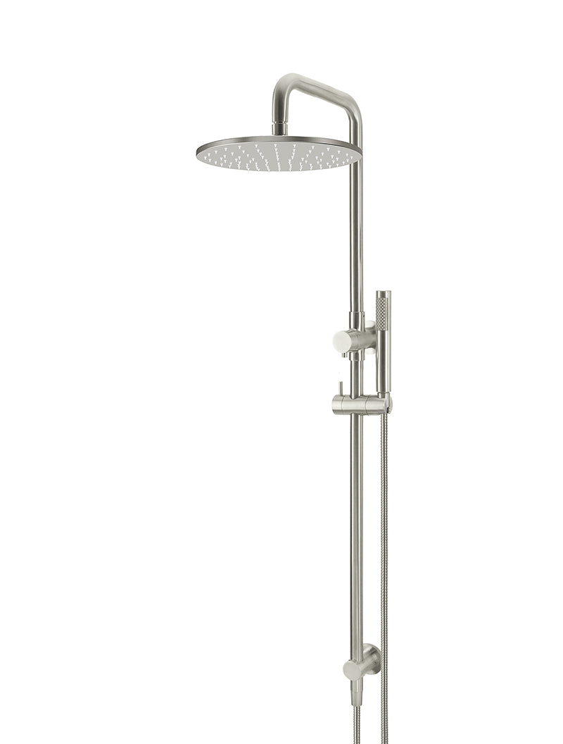 Round Combination Shower Rail, 300mm Rose, Single Function Hand Shower - Brushed Nickel