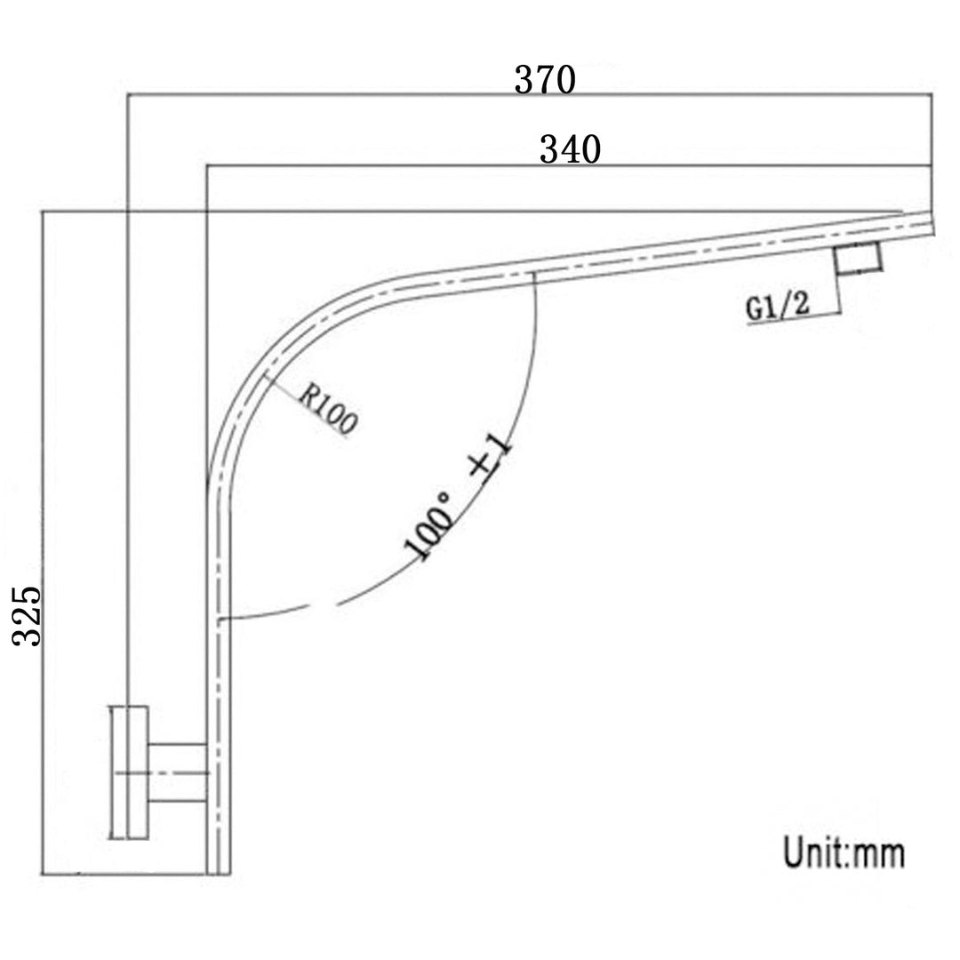 Square Black Gooseneck Wall Mounted Shower Arm