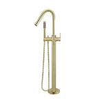 Load image into Gallery viewer, Round Paddle Freestanding Bath Spout and Hand Shower - PVD Tiger Bronze
