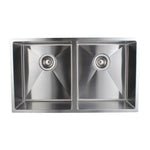 Load image into Gallery viewer, Round Corner Chrome Stainless Steel Handmade Double Bowl Kitchen Sink 770*450*215mm

