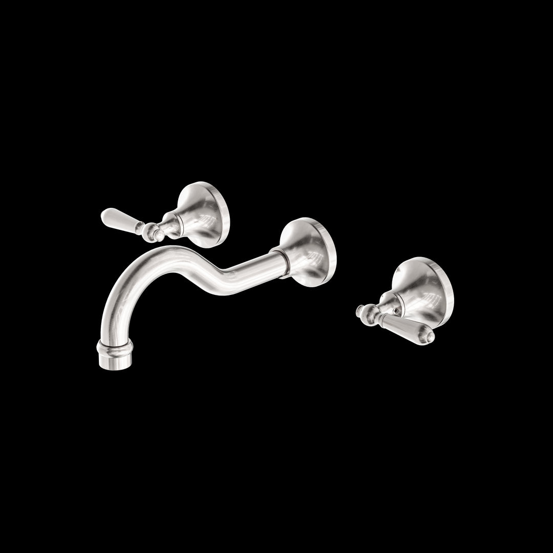 YORK WALL BASIN SET WITH METAL LEVER BRUSHED NICKEL