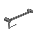Load image into Gallery viewer, MECCA CARE 32MM GRAB RAIL WITH TOILET ROLL HOLDER 450MM GUN METAL
