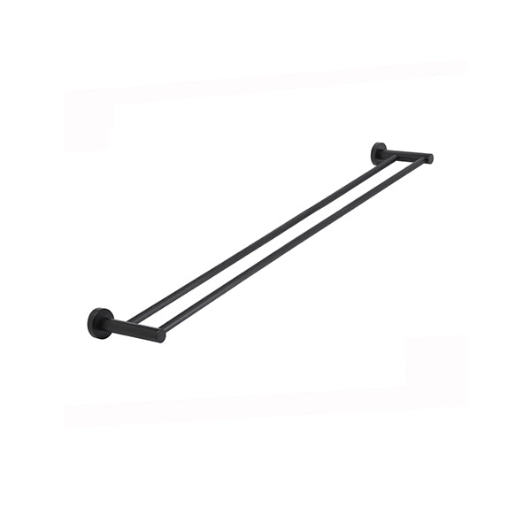 Round Double Towel Rail 900mm - Matte Black