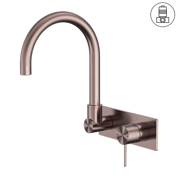 MECCA WALL BASIN/BATH MIXER SWIVEL SPOUT BRUSHED BRONZE
