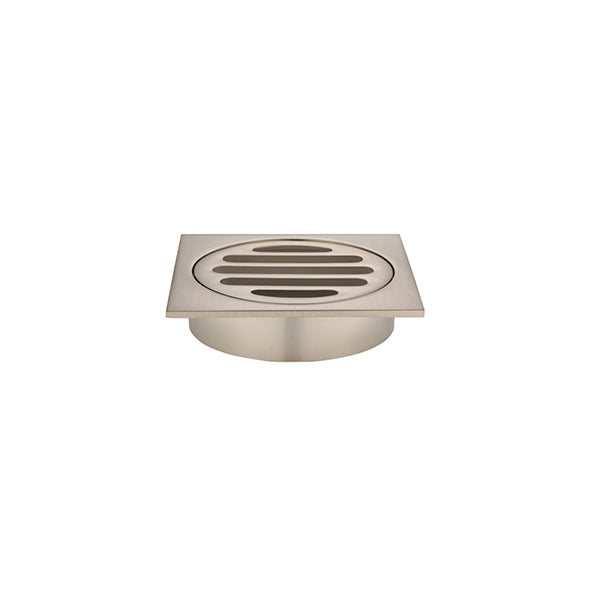 Square Floor Grate Shower Drain 80mm outlet - Champagne