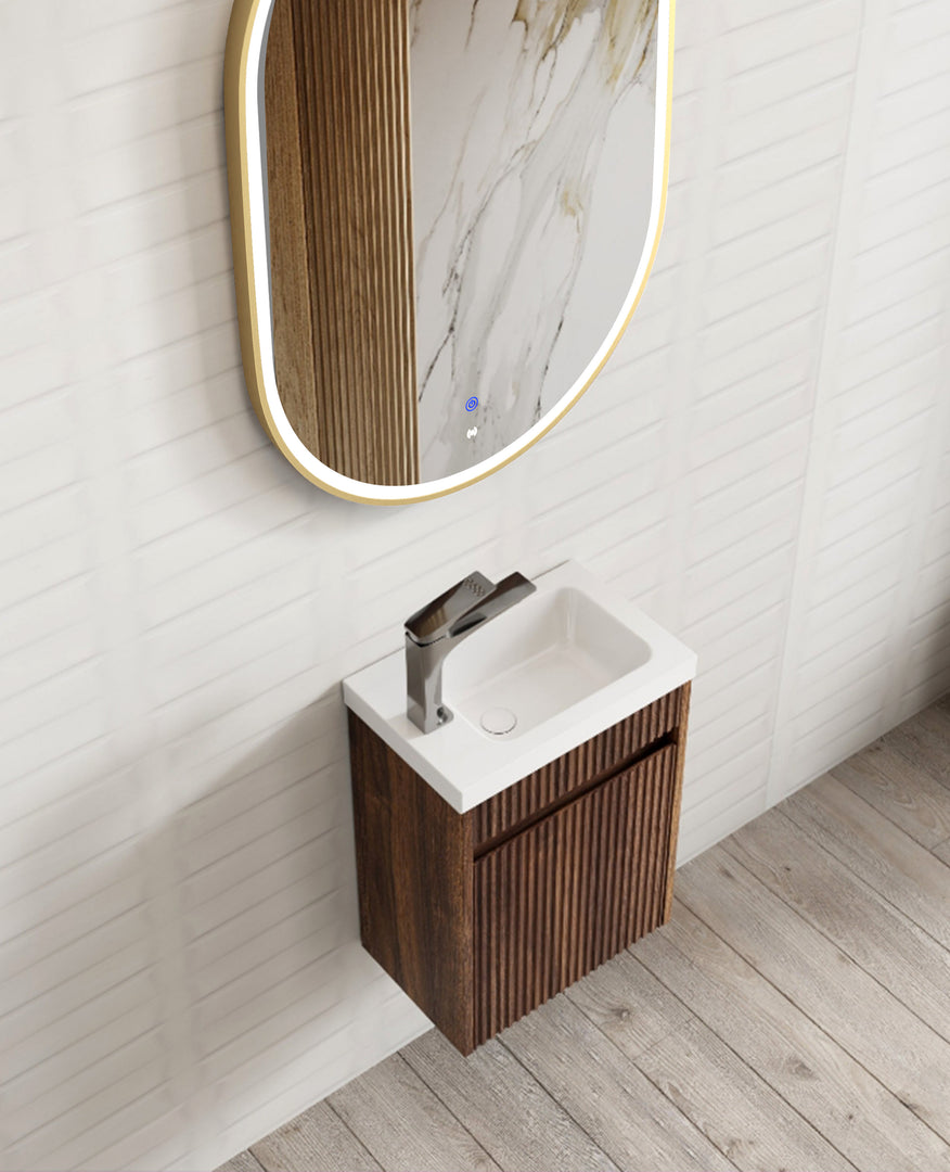 Mini Ensuite Vanity 400mm Sable Walnut Fluted Vanity