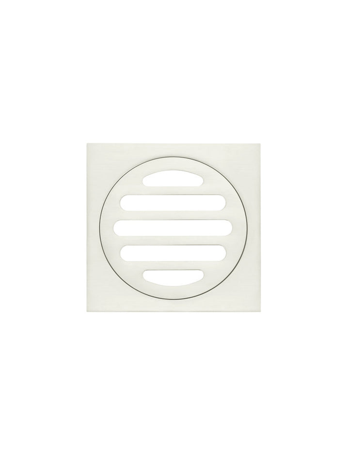 Square Floor Grate Shower Drain 80mm outlet - Brushed Nickel