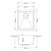 Black Carysil Enigma N100N Granite Single Bowl Stone Kitchen Sink 370*460*200mm