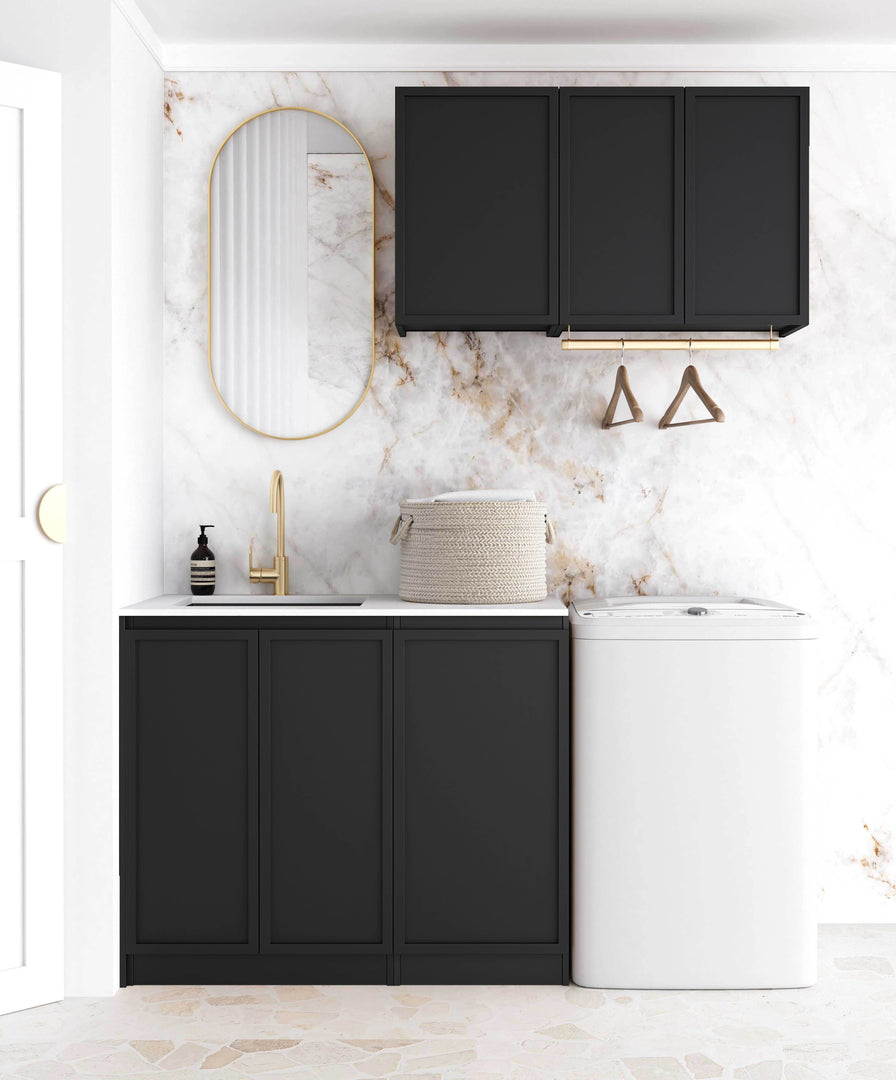 Laundry Kit 1715A Hampshire Black with Cloudy Carrara Top