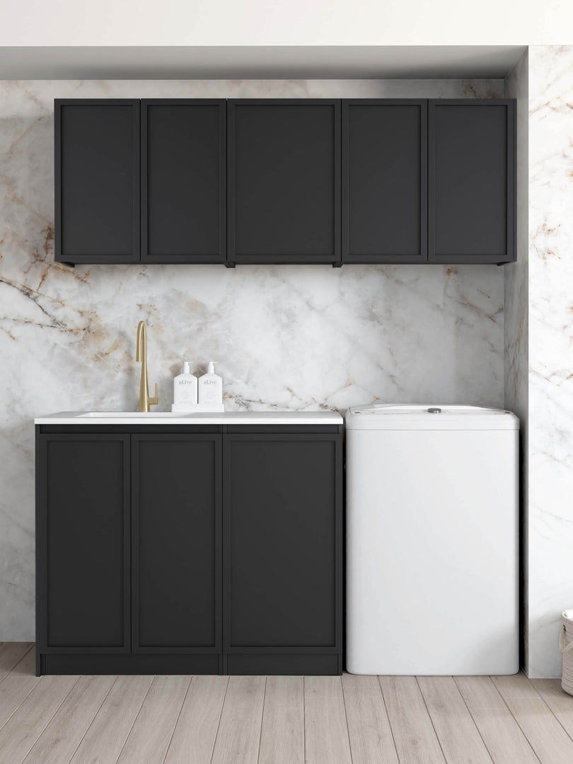 Laundry Kit 1715B Hampshire Black with Cloudy Carrara Top