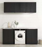 Marlo Black Base Laundry Cabinet with 1060mm  Matte White Top
